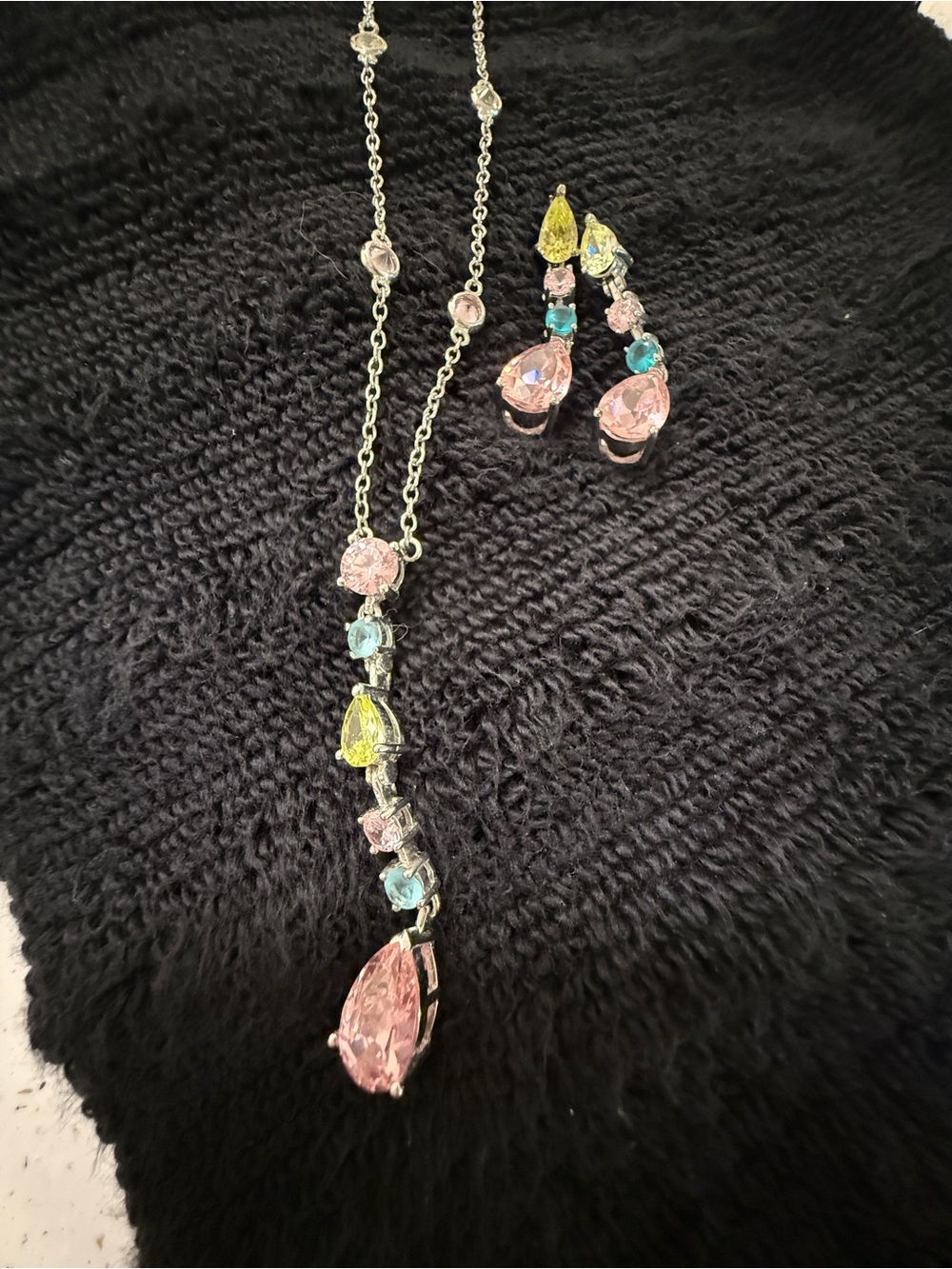 ✨ Gorgeous 925 Sterling Silver Pastel Multi-Color Necklace & Earring Set ✨

Add